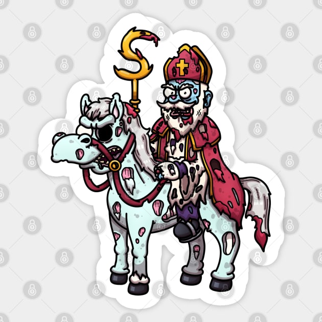 Horror Saint Nicholas On Horse Sticker by TheMaskedTooner